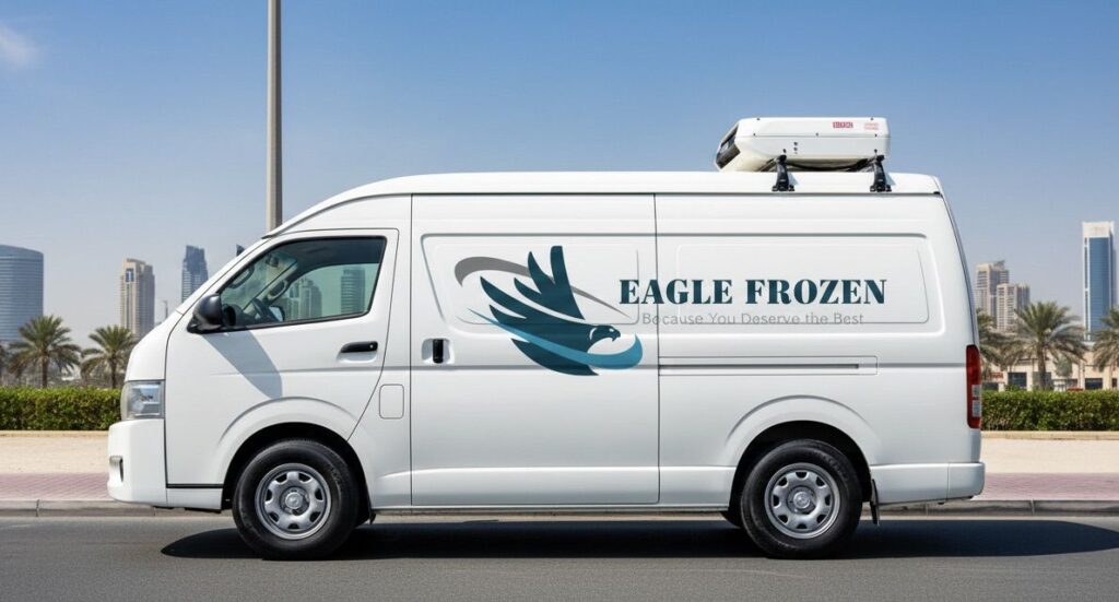 Chiller van for rent in Abu Dhabi with temperature-controlled refrigeration for food and pharmaceutical delivery