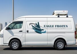 Chiller van for rent in Abu Dhabi with temperature-controlled refrigeration for food and pharmaceutical delivery