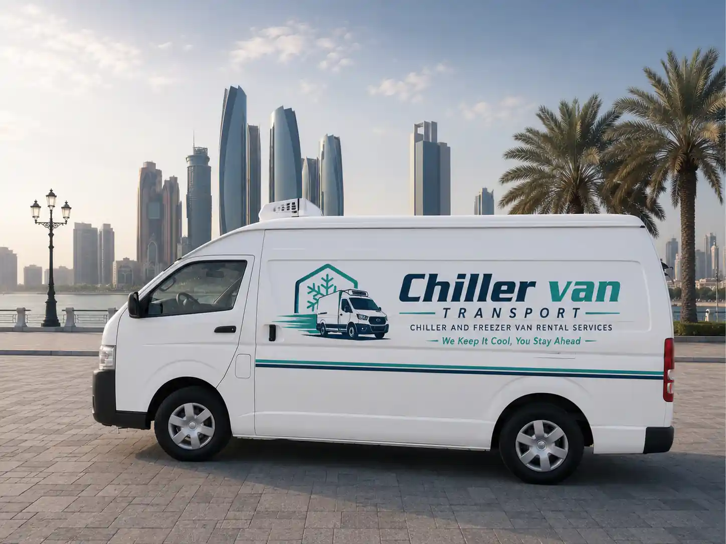 Chiller van for rent in Abu Dhabi maintaining 0 to 8 degrees — Chiller Van Transport