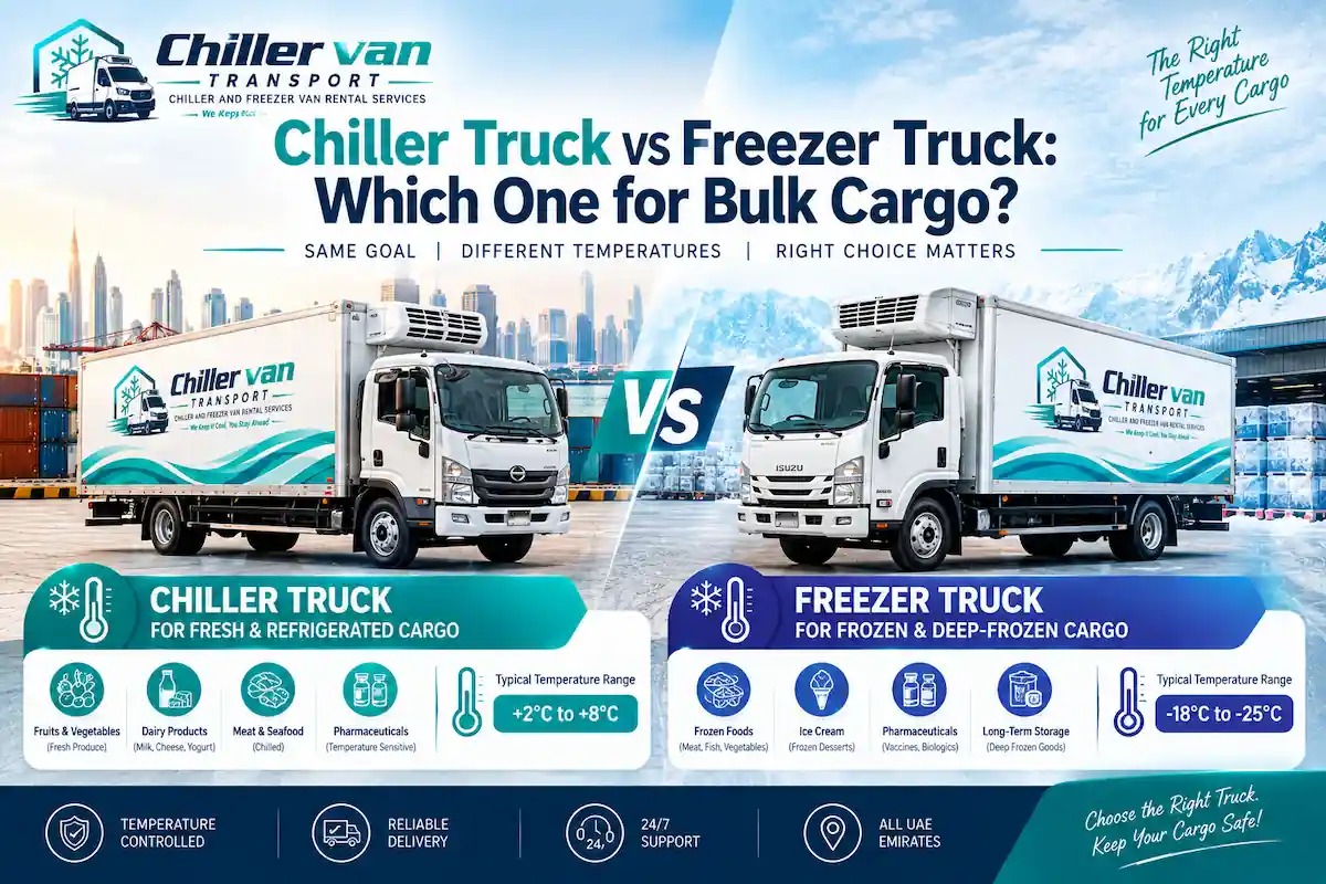 Chiller truck and freezer truck for bulk refrigerated transport in the UAE