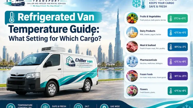 Refrigerated van temperature guide showing chilled and frozen cargo settings