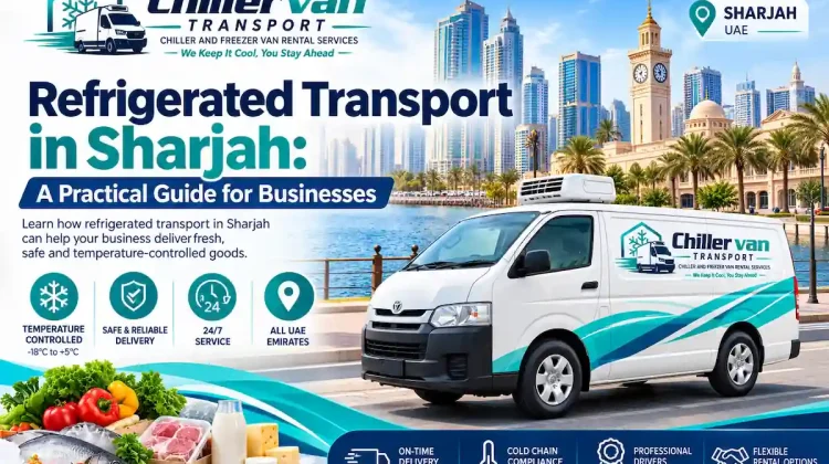 Refrigerated van delivering chilled goods in Sharjah industrial area